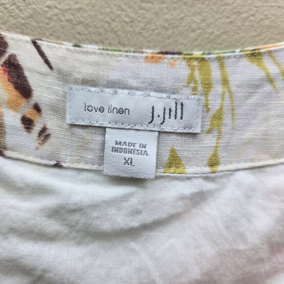 J. Jill Love Linen Tropical Palm Sheath Dress Beach Multicolor SZ XL Fully Lined - Picture 5 of 7